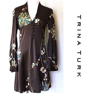 Trina Turk Espresso Silk Dress Size 8